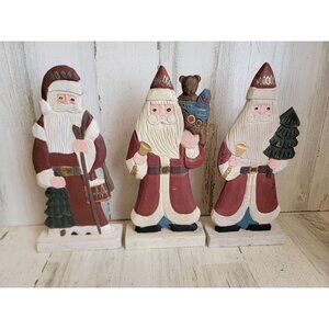 Wooden Santa Claus set tree toy sack figure Xmas decor